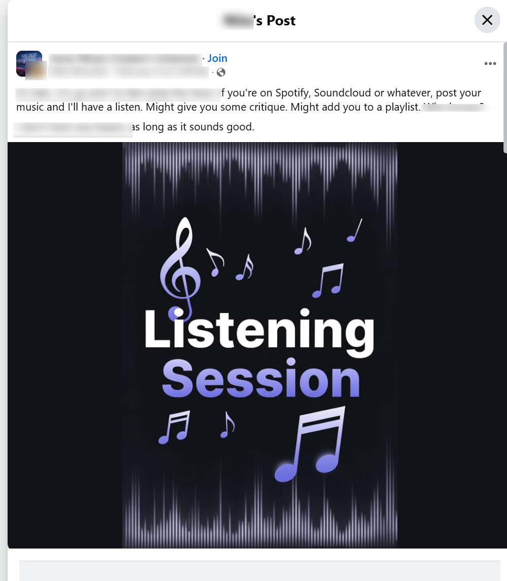 suno facebook group listening session post screenshot 1 suno facebook group listening session post screenshot 1